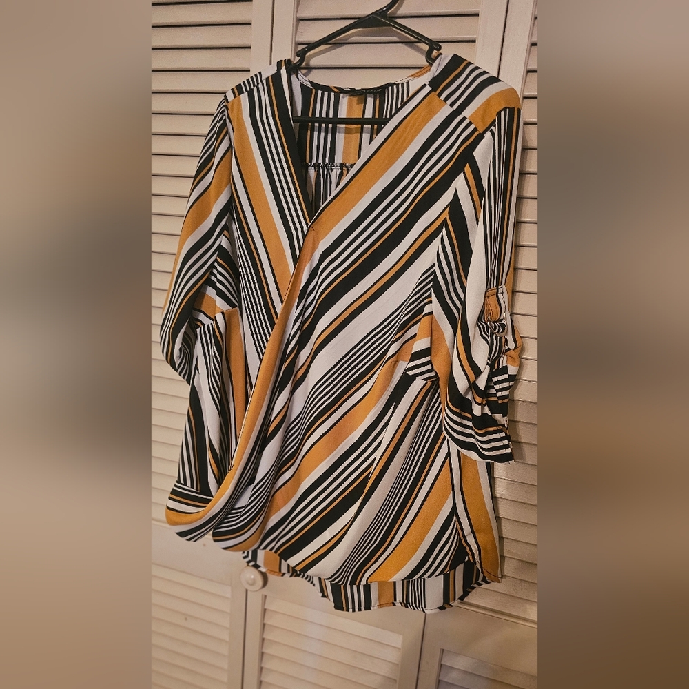 Black Gold White Blouse